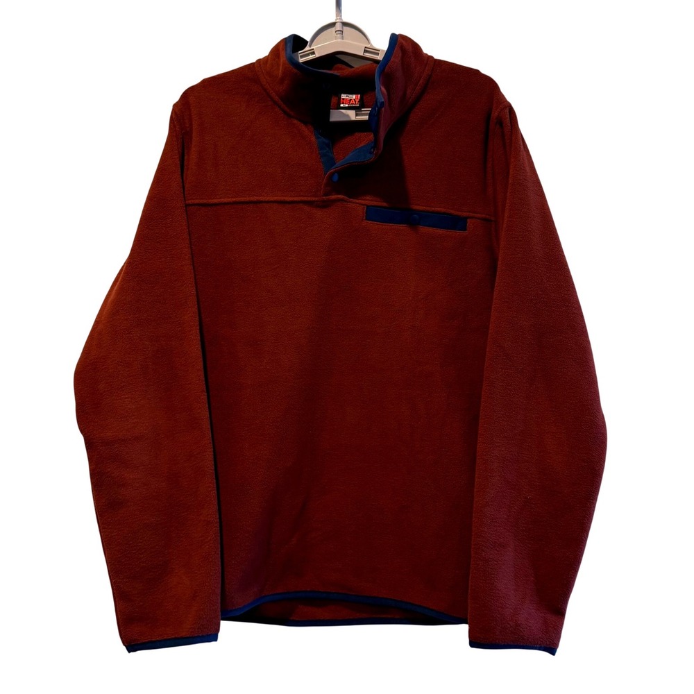 32 Degrees Heat Mens Fleece Pullover Snap Neck Sweatshirt Red Size‎ Medium